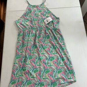 NWT Lauren James Dress with Pink, Blue, Yellow and Green Tropical Print